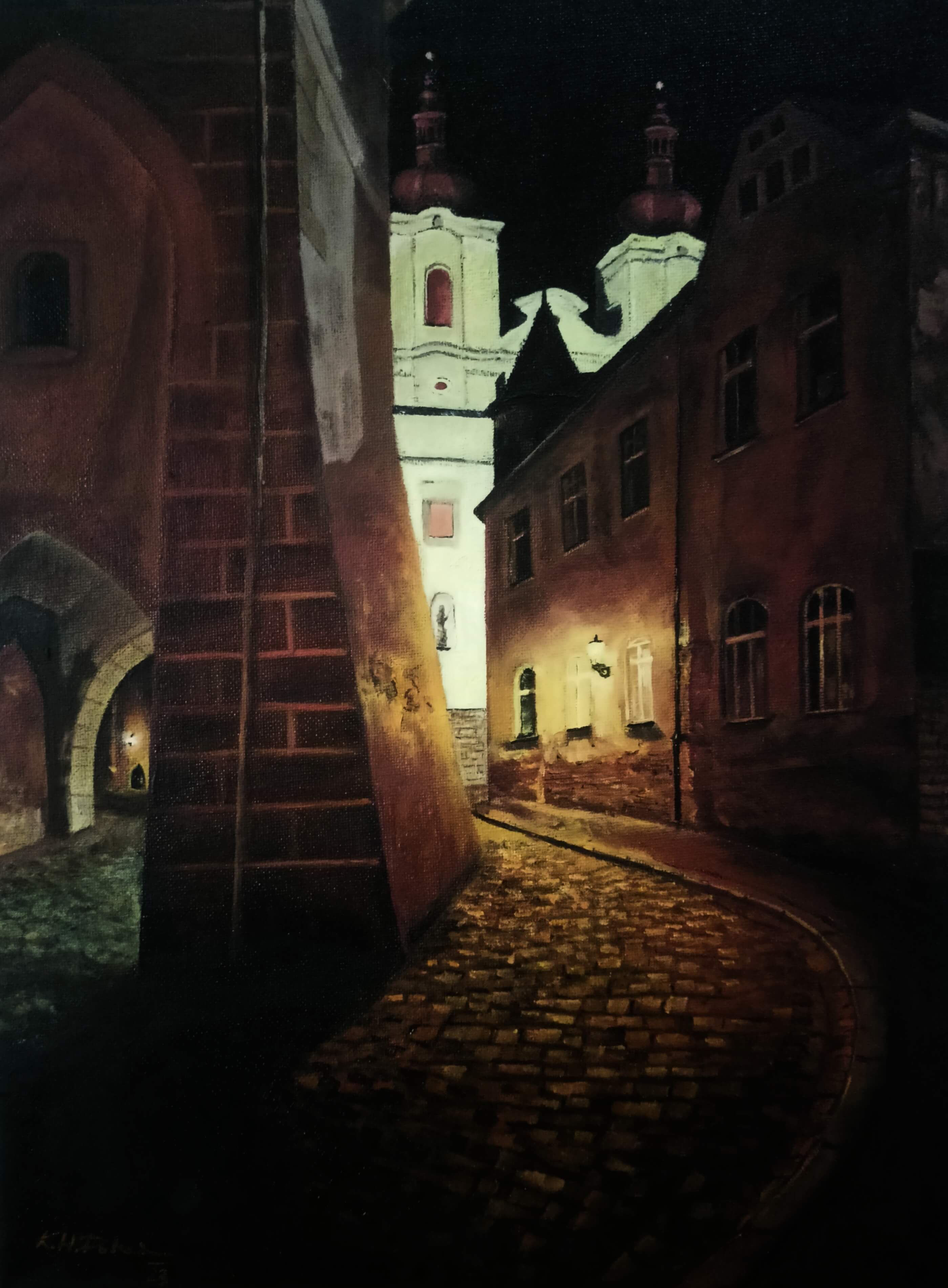Žatecké nokturno III (2023) 30x40 - NENÍ NA PRODEJ